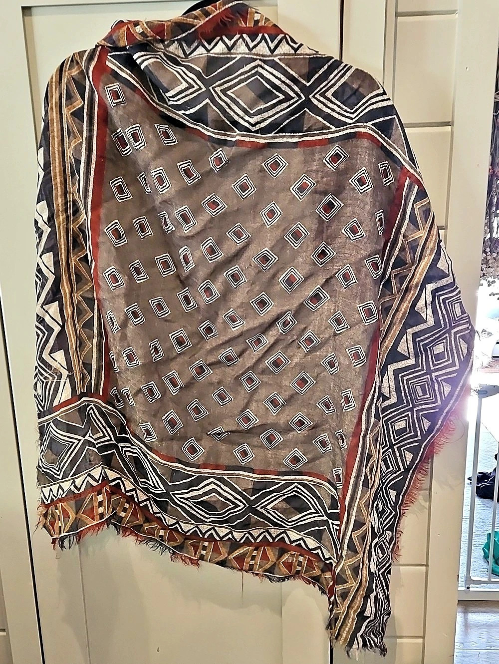 Geometric Scarf in Brown & Blue